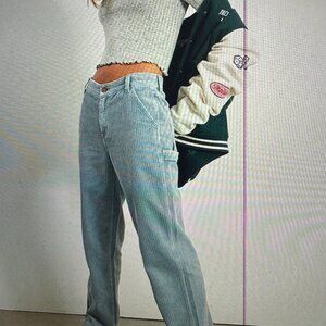 PacSun Baggy Carpenter Pants Blue Haven Corduroy Size 27 NWT Daisy Patch Y2K Wor